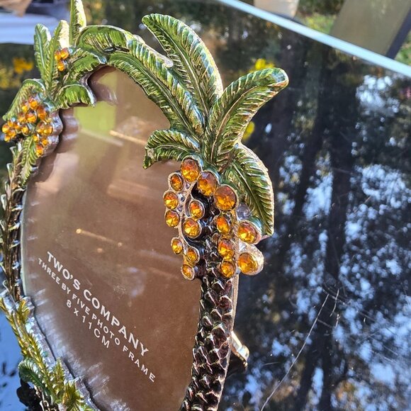 Vintage Photo Frame Twos Company 5x3 Decorative Palm Tree & Amber Jewel Tropical - Picture 5 of 6